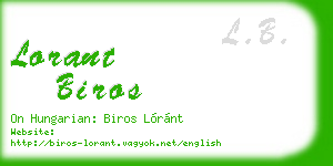 lorant biros business card