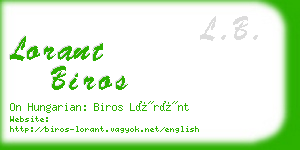 lorant biros business card